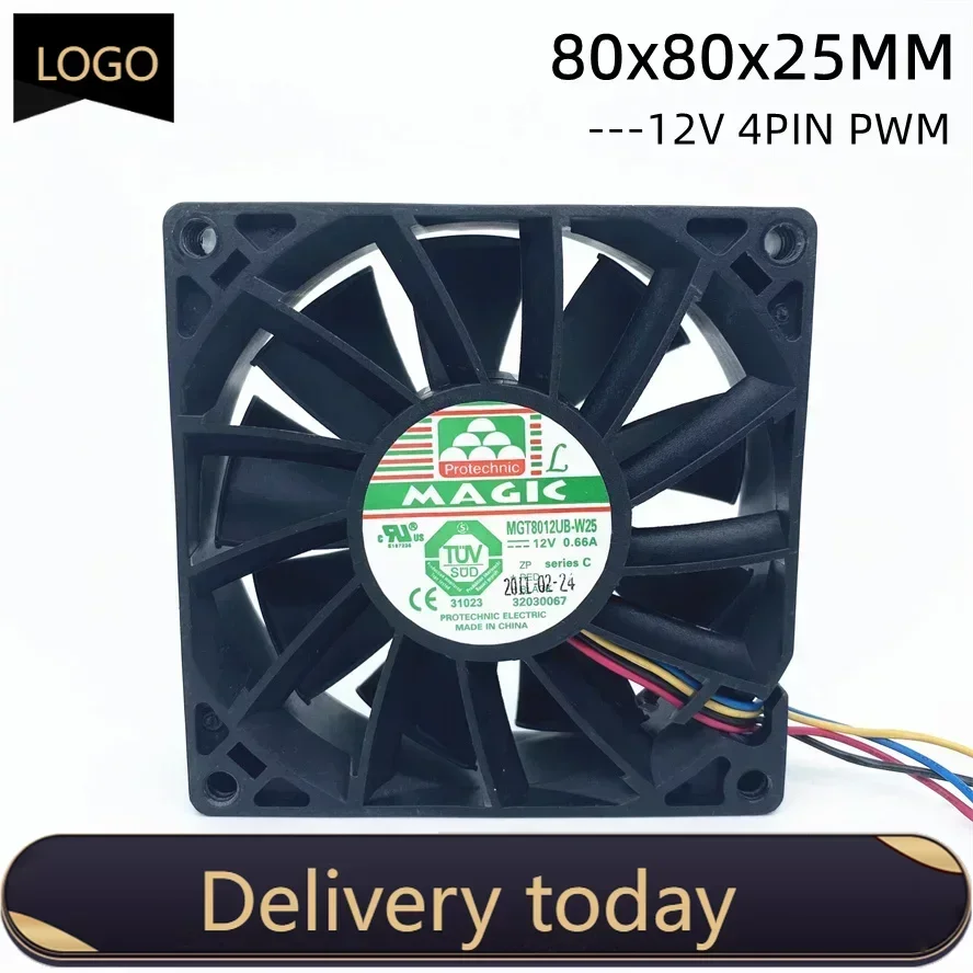pa MAGIC Dual Ball Bearing 8025 80MM 80x80x25MM Server Cooling fan MGT8012UB-W25 DC 12V 0.66A 5400RPM With 4pin PWM