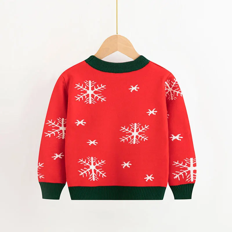 Wholesale Europe and America new autumn and winter children's Christmas deer pullover sweater girls baby bottoming knitted swea