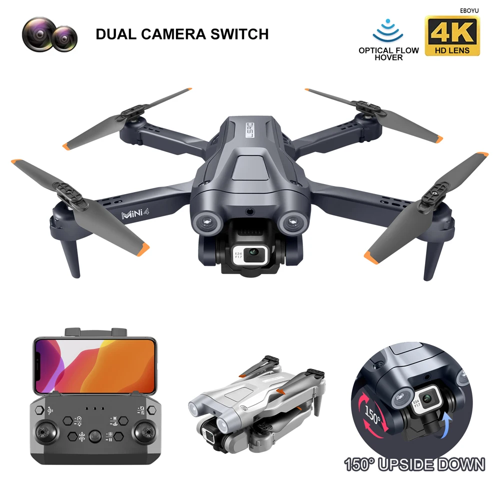 EBOYU MINI4โดรนอาร์ซี W/3หลีกเลี่ยงอุปสรรค WiFi FPV 4K กล้อง Dual HD ความสูงบังคับวิทยุพับเก็บได้ Quadcopter drone ของขวัญของเล่น