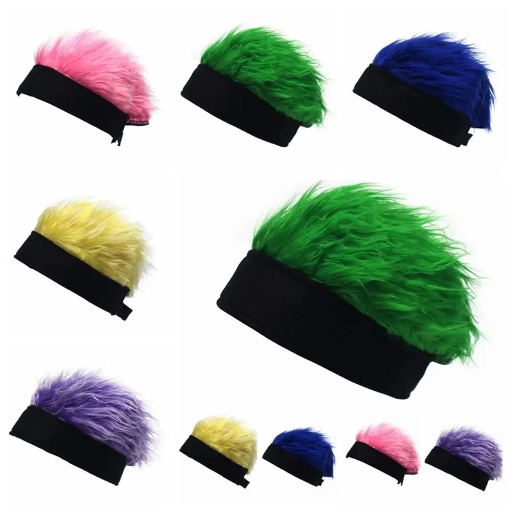 Rock Retro Fake Hair Skullcap Hip Hop Brimless Fun Short Hair Caps Synthetic Fluffy Beanie Wig Hat Street Cosplay