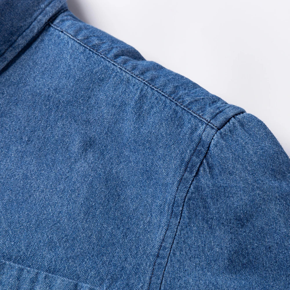 Homem 100% algodão ocidental denim bolso camisa manga longa padrão-ajuste conforto durabilidade macio casual lavado durabilidade camisas de trabalho