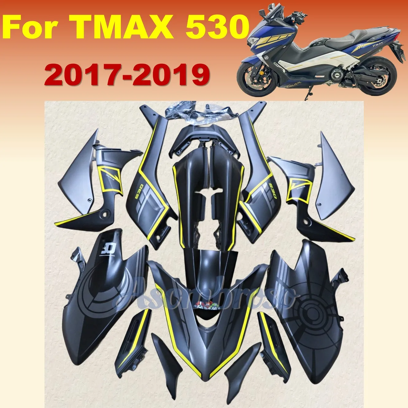 Matte gray Fairing kit fit For Yamaha TMAX530 2017 2018 2019 TMAX 530 17 18 19 T-MAX530 moto bike fairings  bodywork