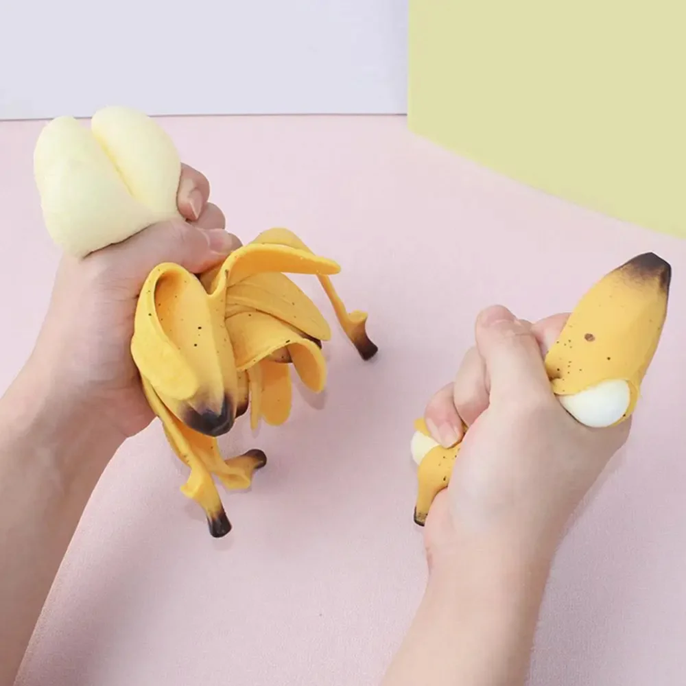 Balles anti-Stress Squishy aux fruits mignons, jouet sensoriel à presser, soulagement du Stress, jouet à main Anti-anxiété, banane extensible, jouet à montée lente