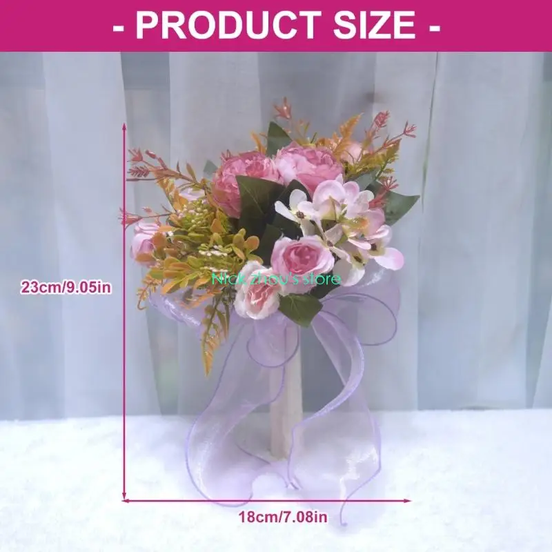 E15E مثل مثل زهرة الحرير باقة الزفاف واقعية زهرة الورد إكسسوار الزفاف #6