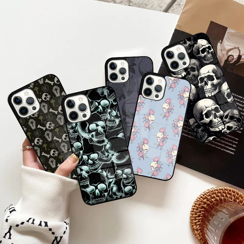 Skull Gothic Creepy Pastel Goth Phone Case Magnetic for iPhone 15 16 14 13 Pro Max 11 12 Mini Magsafe Wireless Charging Cover