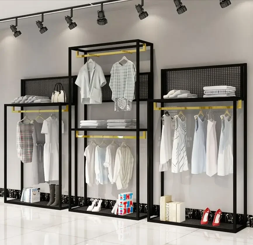 

Clothing store shelves women's clothing store simple high and low shelves window shelf