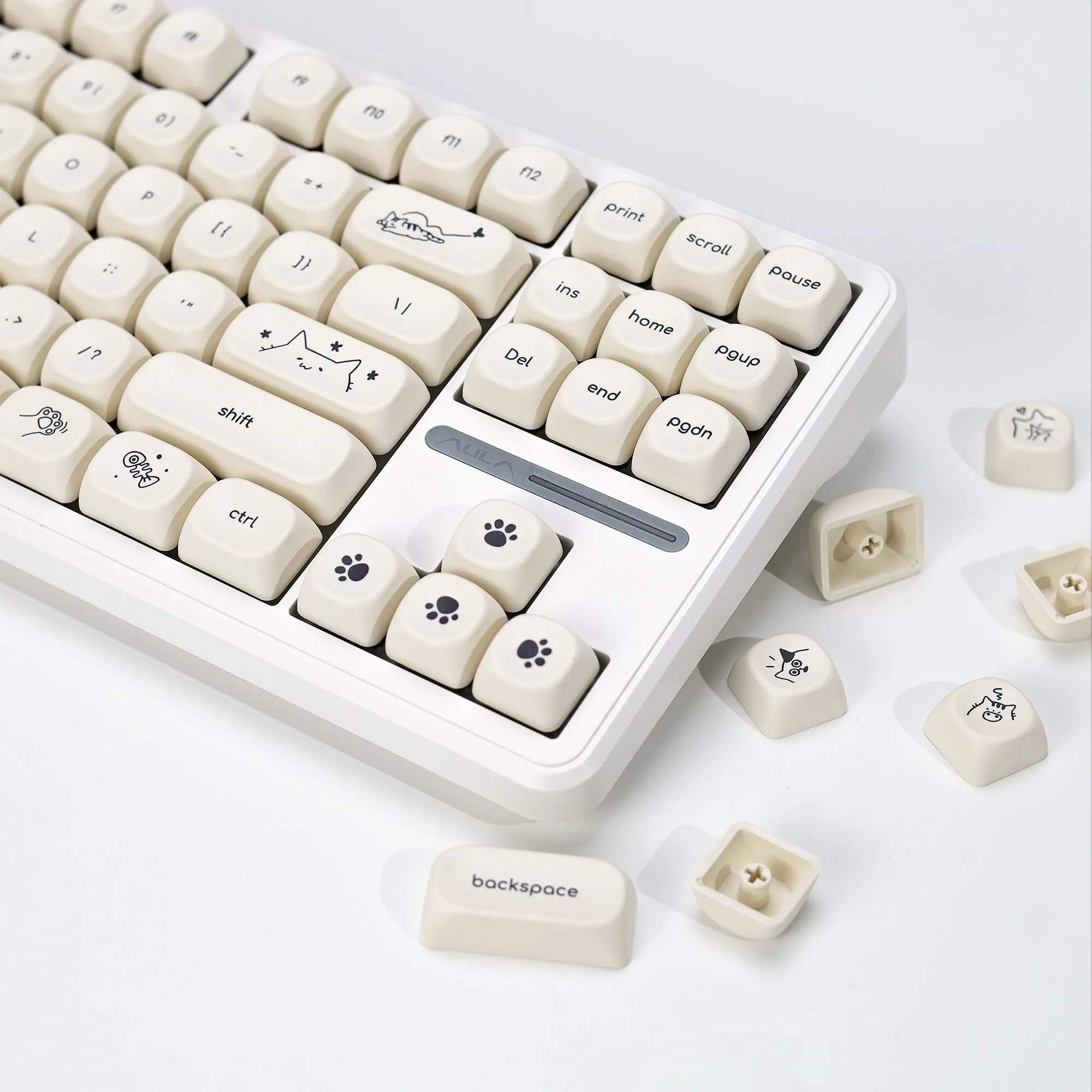 MOA Profile Keycap  PBT Dye Sublimation Cute Cat Dog 137 Keys Small Full Set Korean English keycap MX Switch Mechanical Keyboard