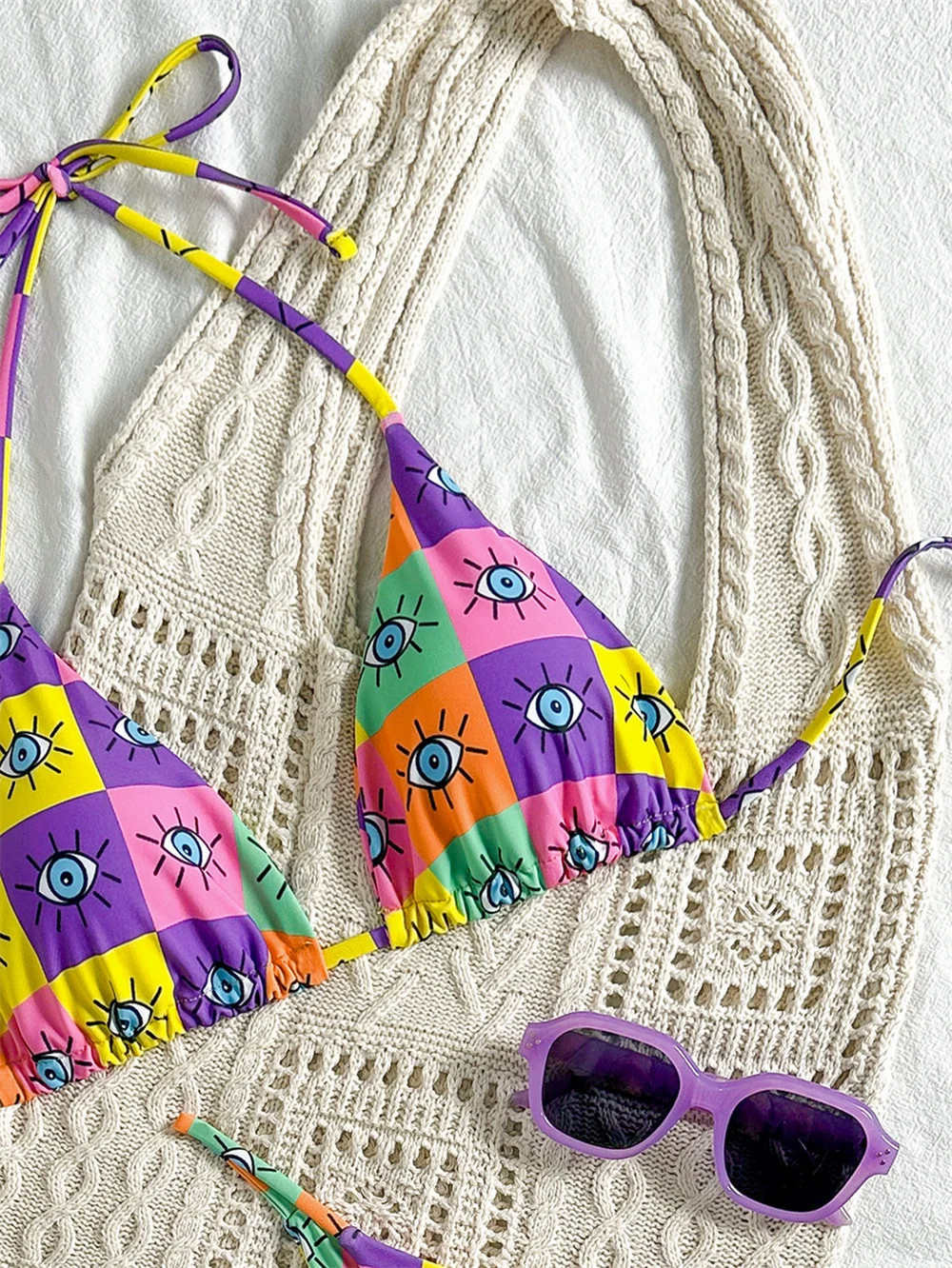 الفقرة برايا الملونة المطبوعة الرسن ملابس السباحة البرازيلي بيكيني مجموعات 2025 مثير ضمادة النساء ملابس السباحة Biquini انقسام ثوب السباحة #6