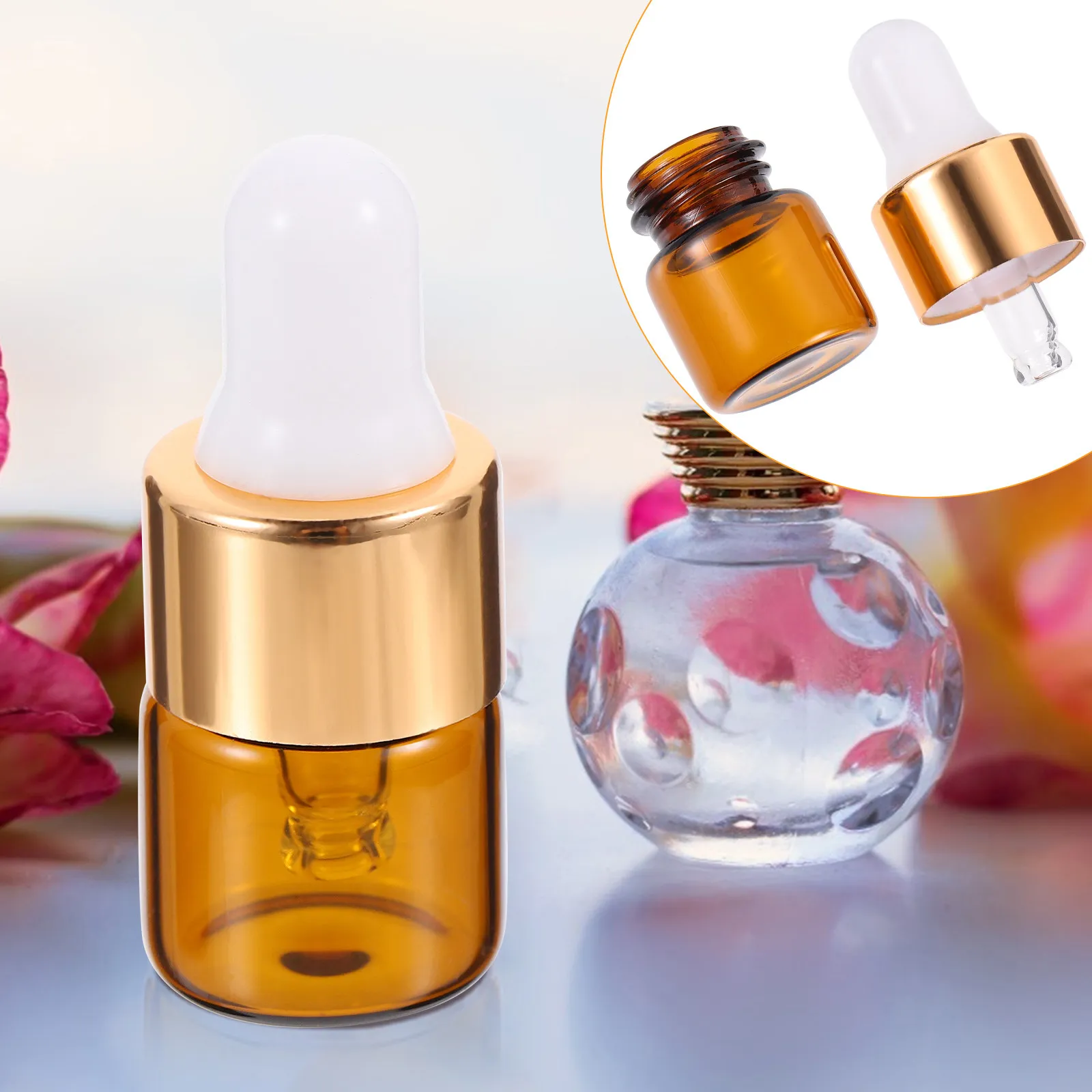 

Набор из 30 мини-флаконов-капельниц по 1 мл для эфирных масел, портативные дорожные емкости с УФ-защитой для переливания жидкостей