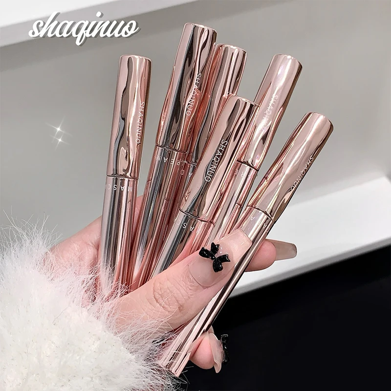 SHAQINUO Máscara de pestañas delgada y rizada: resistente al agua/suor, agrandamiento de ojos, rizo natural de larga duración