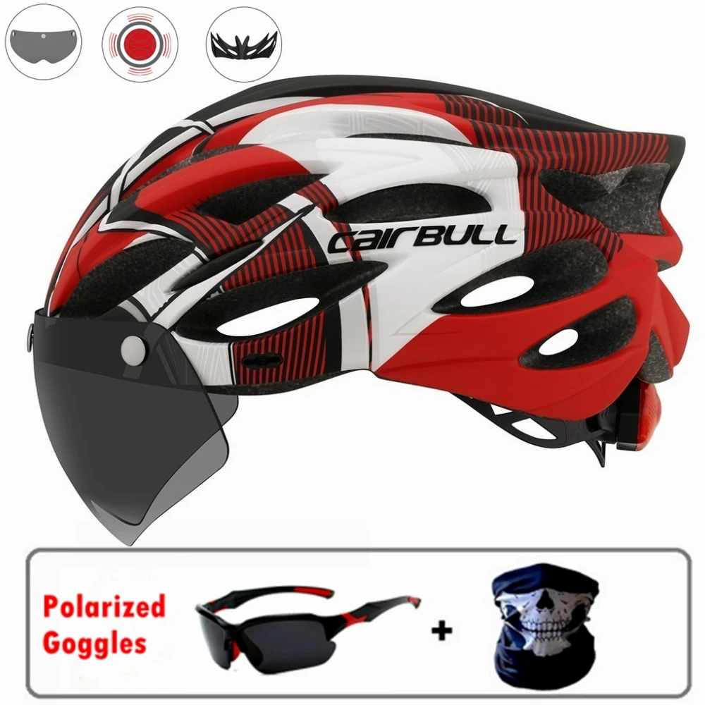 Ultralight Cycling Helmet Removable Visor Goggles Taillight Intergrally-molded Road Bike MTB Helmets Bicycle Helmets for Men