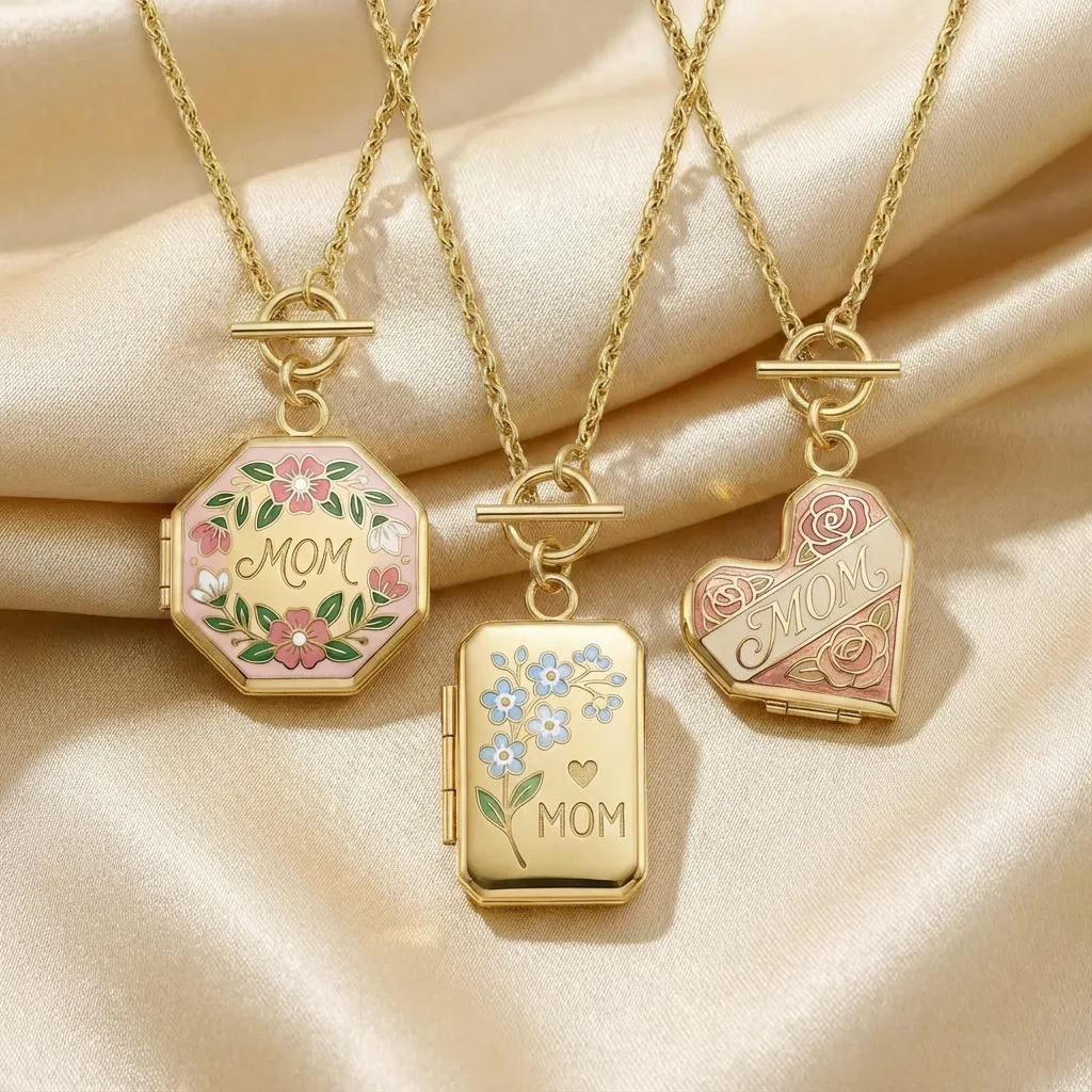 Fashion Gift Heart MOM Flower Necklace for Women Pendant Necklace Hot Selling MOM Opening and Closing Collarbone Chain Necklace