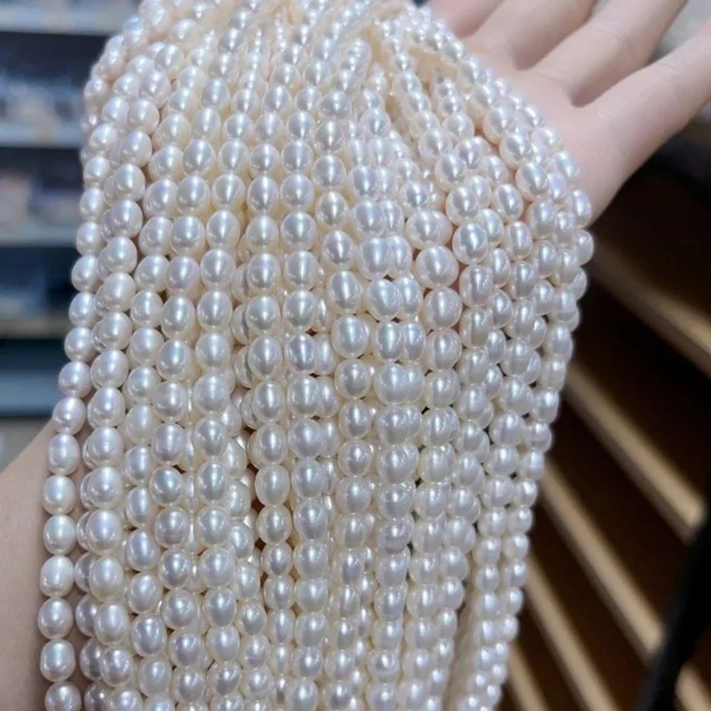 5-6mm AAAA New Hot Sale Rice High Quality Natural Freshwater Pearl Spacer Bead for Jewelry Make DIY Necklace Bracelet Women Gift