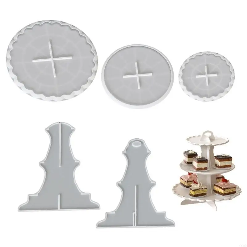 

CORD Epoxy Resin Casting Mold for Fruit Display Plate Handmade 3 Tiers Silicone Epoxy Stand for Cupcakes Desserts Tray