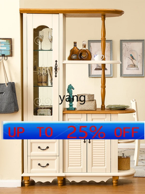 

LMM Mediterranean partition double-sided solid wood rural pastoral living room foyer entrance hall cabinet