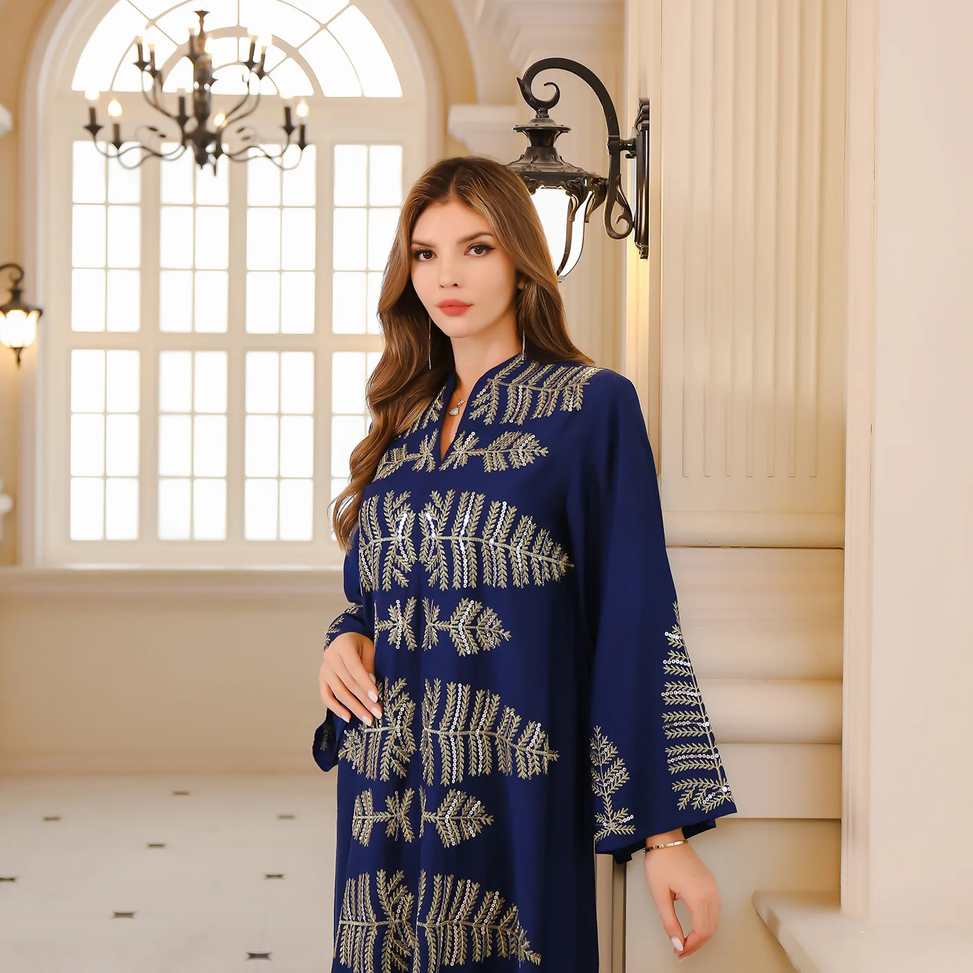 Eid Muslim Party Dress for Women Sequins Print Long Dresses Ramadan Abaya Morocco Kaftan Vestidos Largos Dubai Robe Jalabiya