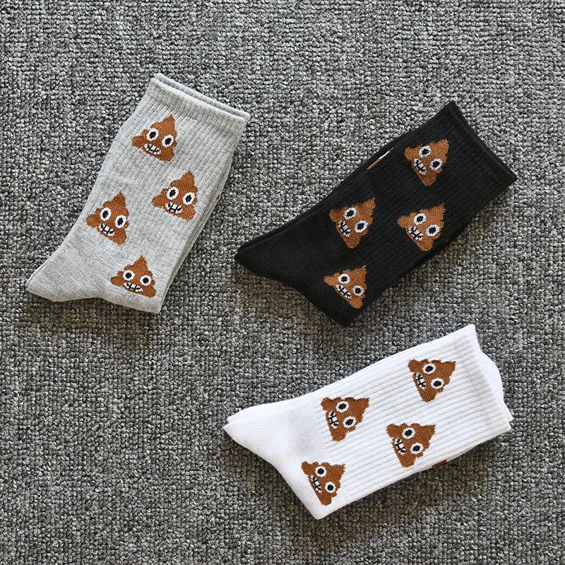 

1/3 пары весенне-осенних модных новых мужских носков средней длины с абстрактным мультяшным принтом, трендовые, с забавным дизайном «Счастливый кал», для мужчин