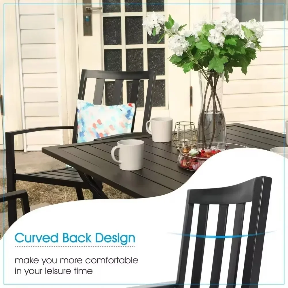 

A Wrought Iron Patio Outdoor Dining Chairs, Portable Black Outdoor Patio Chairs