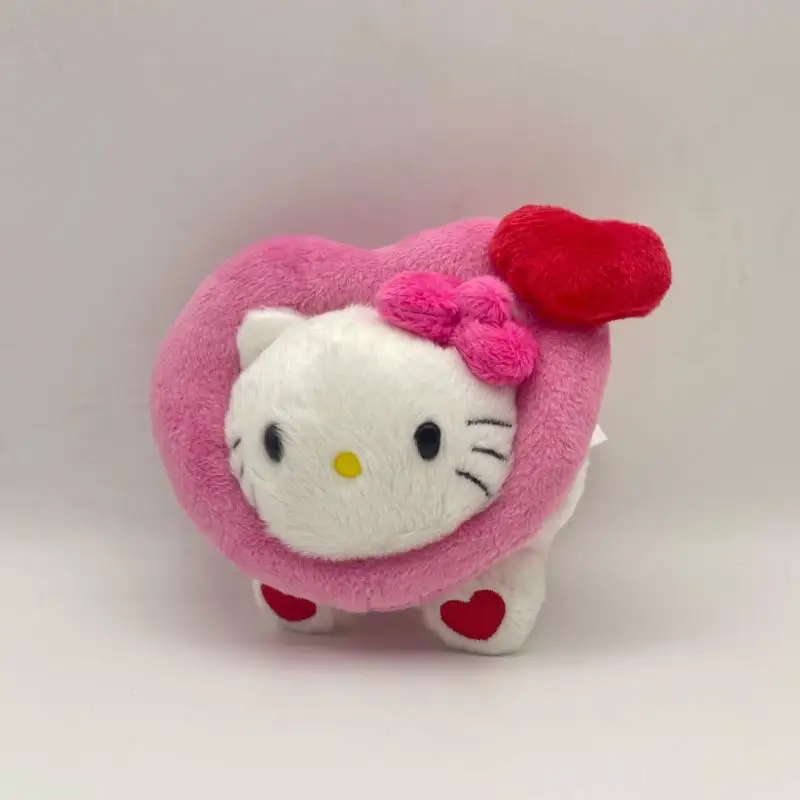 Kawaii Hello Kitty peluche portachiavi Sanrio Cartoon Anime cuore peluche ciondolo farcito giocattoli decorazione cerniera ragazza regali di festa