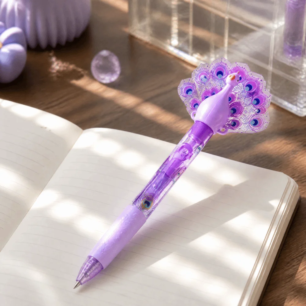 Peacock Spread Tail Gel Pen Smooth Writing Comfort Grip Writing Pen Quick Dry Ink Black Ink Pen Neutral Pen School Supplies