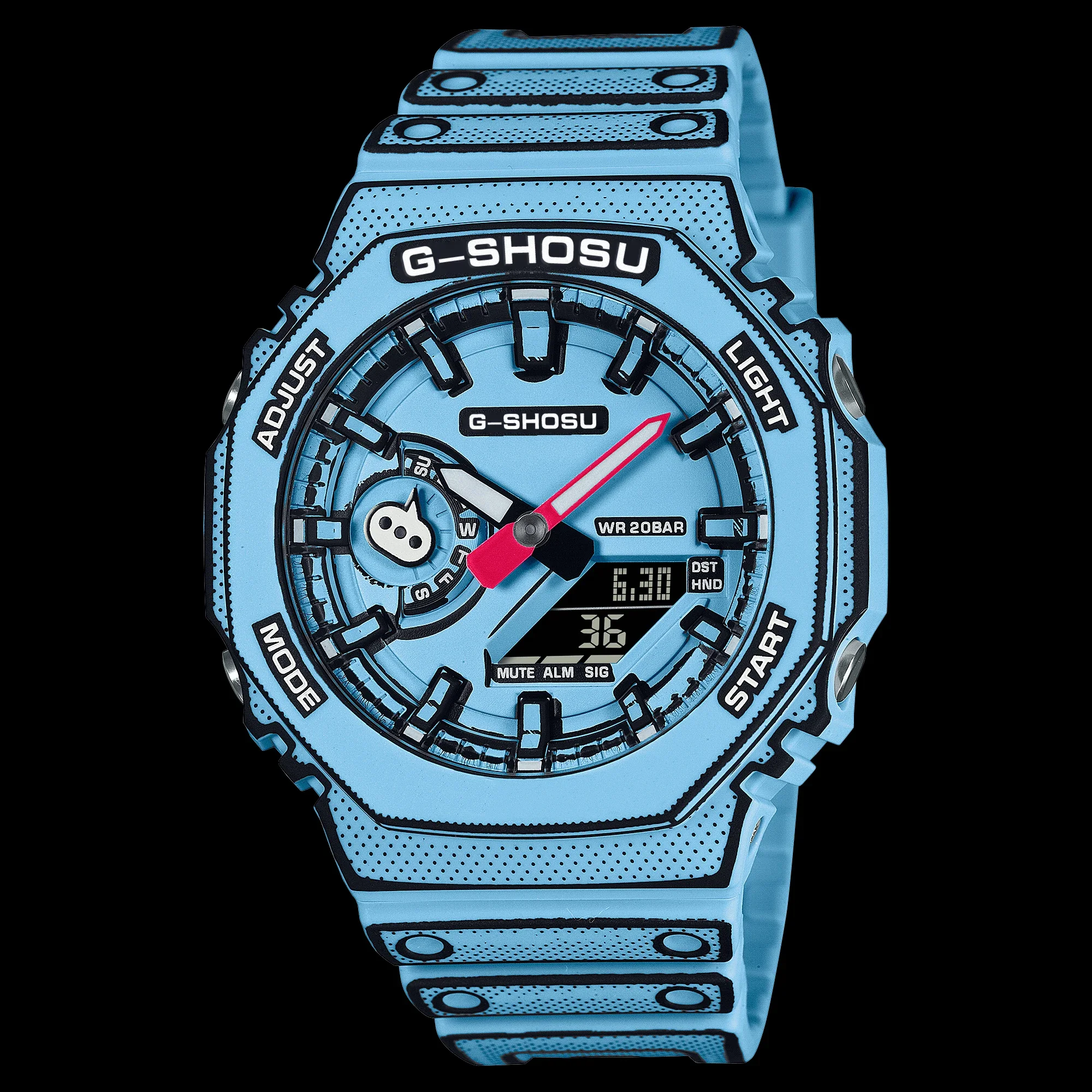 Sport Digital Men's 2100 Watch Full Function LED Auto Hand Lift Lamp Dual Display World Time Oak Series