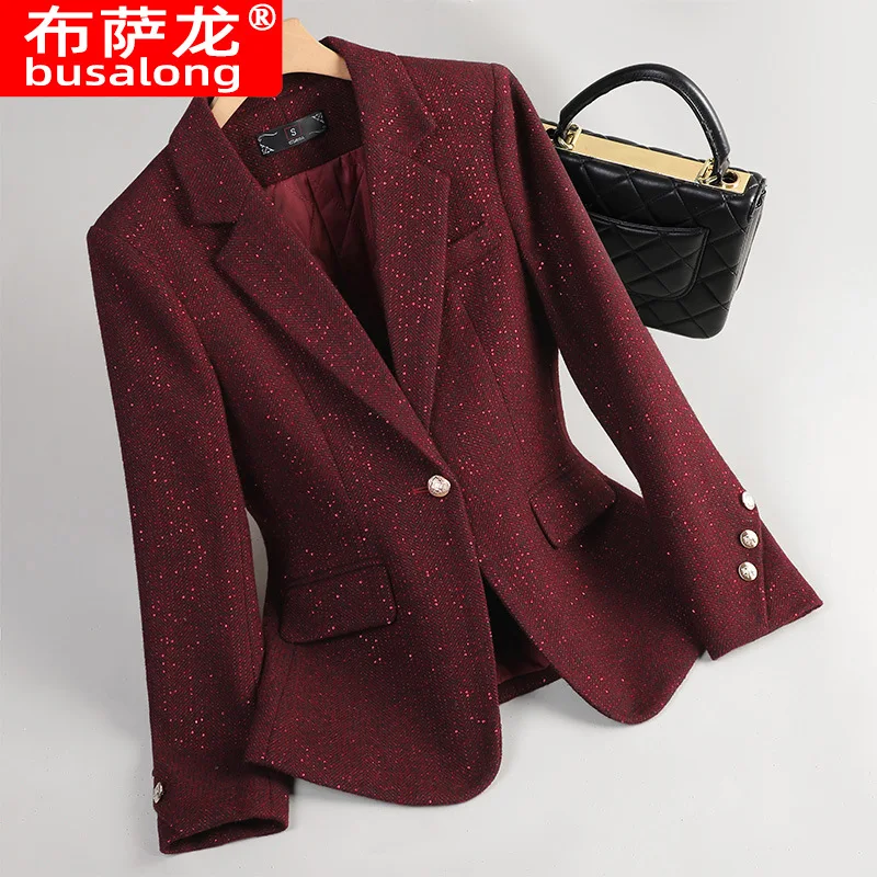 

2025Новый стильный элегантный пиджак для женщин с длинным рукавом, профессиональный маленький костюм, официальная женская куртка, рабочая одежда Manufa