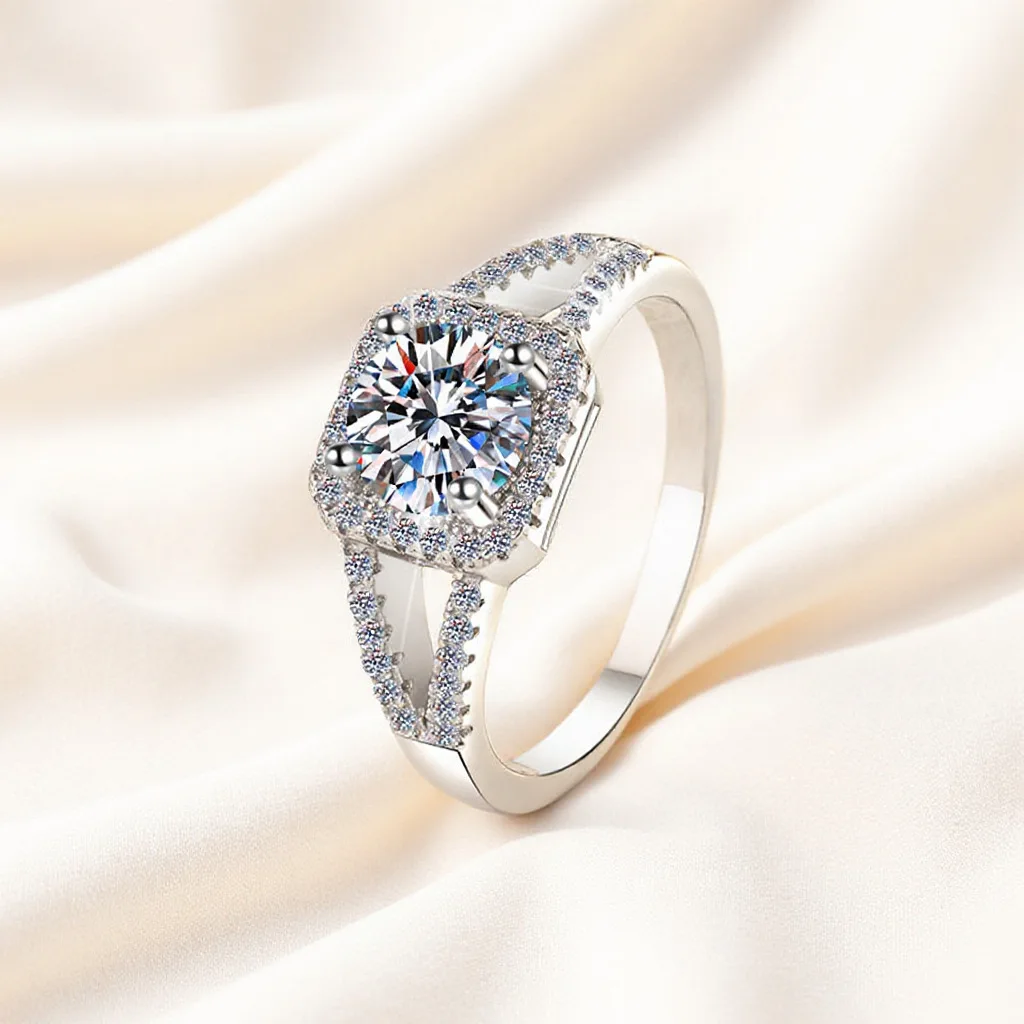 Neuer Ring aus 925er Sterlingsilber mit glänzendem simuliertem Diamant für Frauen, Hochzeit, einfacher Schmuck, Verlobungsgeschenke, modischer Party-Ring