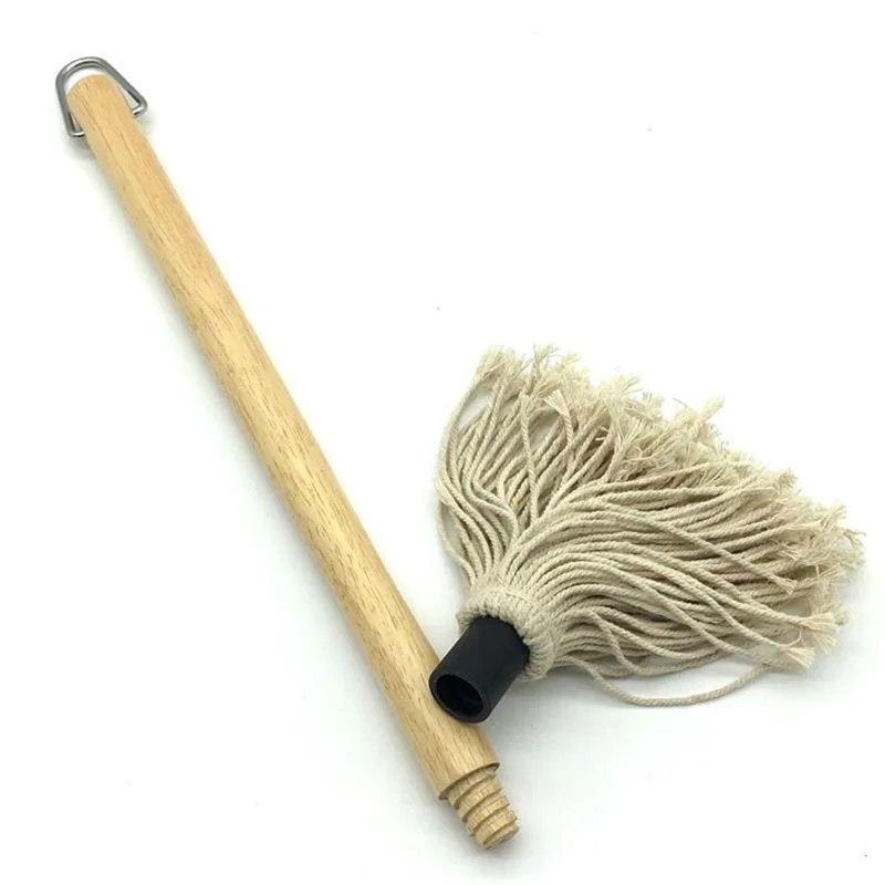 A44F-BBQ Barredora de algodón con mango de madera de algodón puro