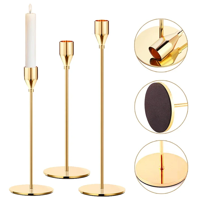 3Pcs/Set Metal Candle Holders European style Candlestick Fashion Wedding Table Candle Stand Exquisite Candlestick Christmas Tabl