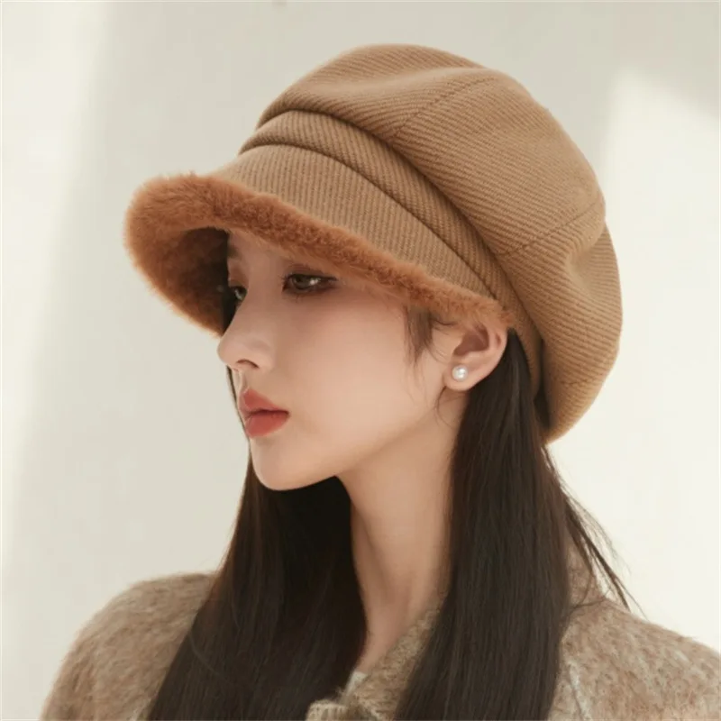 Autumn & winter thickened fisherman hat. Large head circumference, small face. Wide brim, versatile. British octagonal hat.