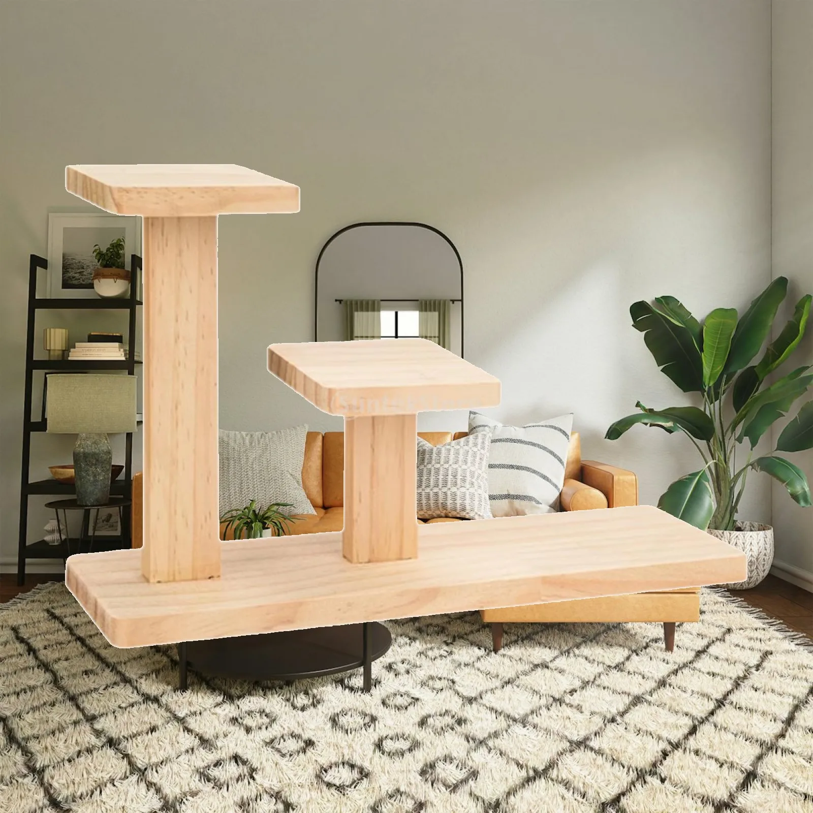 Wooden Tabletop Plant Stand Square 3 Tier Flower Stand Storage Rack Plant Shelf for Living Room Patio Balcony Desk Windowsill