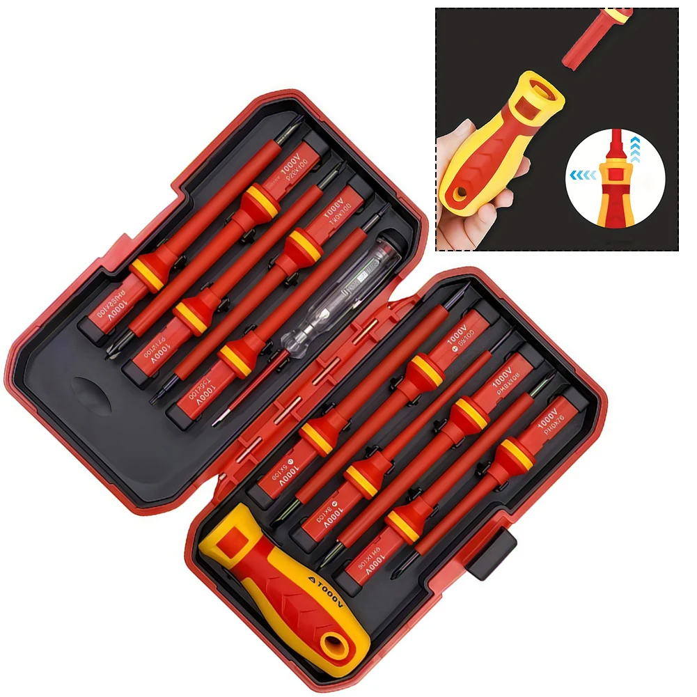 

18/13 Pieces 000V Insulated Electrician Screwdriver Set Magnetic Flat-blade Screwdriver Head Professional Electrical Maintenance