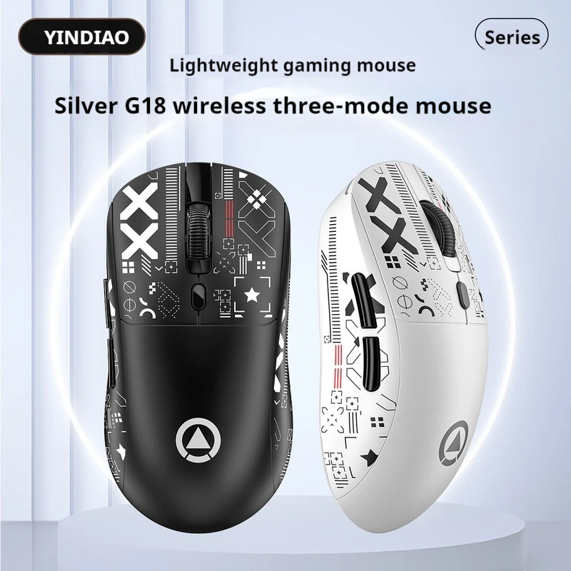 Yindiao G18 Tri-Mode Wireless Mouse Paw3212 Sensor Performance Stable Lightweight  Rgb Lighting Ergonomic Gaming E-Sports Office