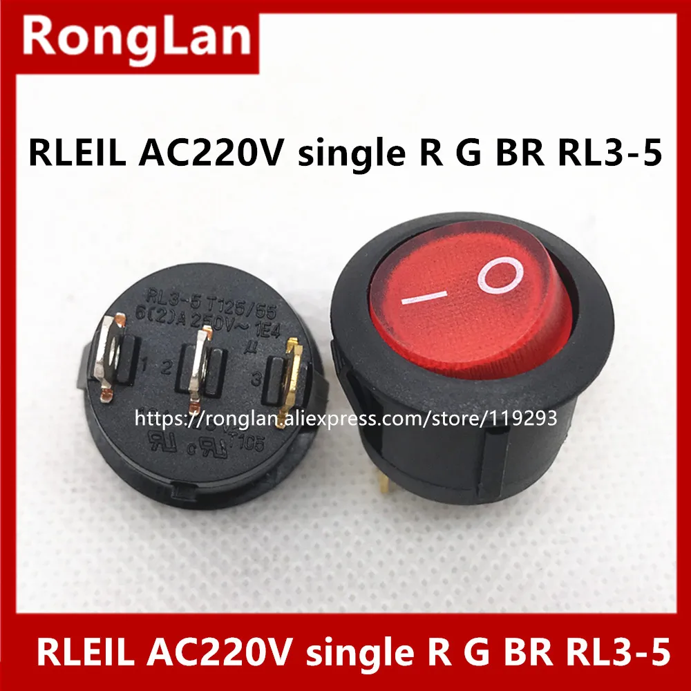 [SA]Power switch RLEIL Round Rocker Switch Rocker Switch AC220V single red RL3-5 GREE RED BR--100PCS/LOT