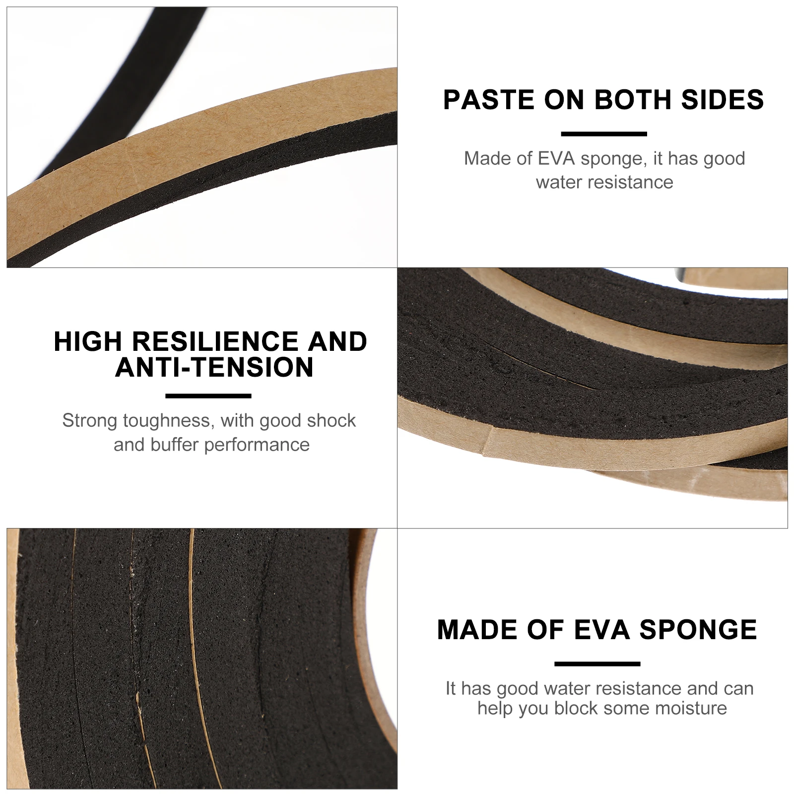 

2 Rolls Eva Sponge Sealing Strips Shockproof Adhesive Tapes For Home Anti-Collision Insulation Cushioning Sealing Strips For