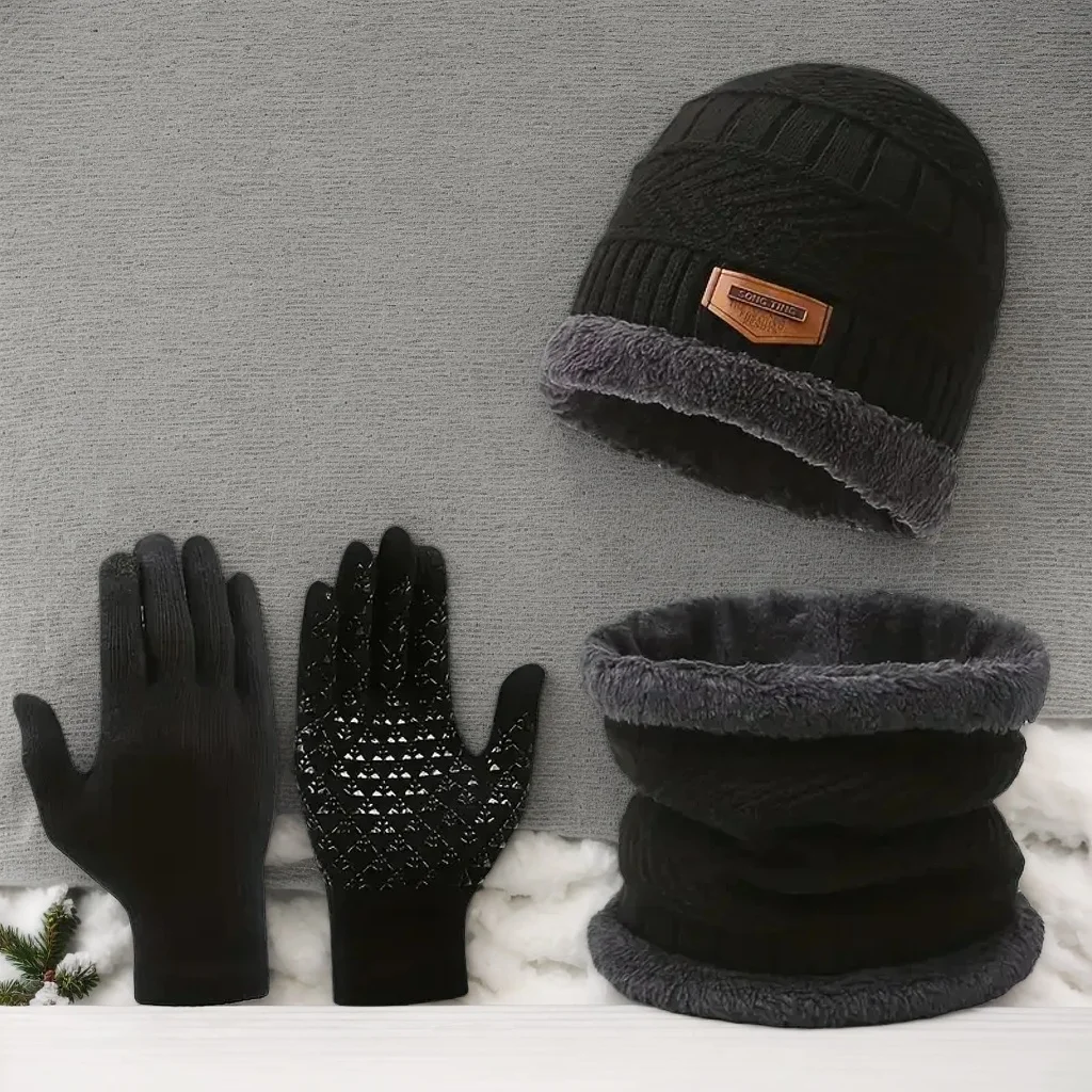 

​ ​ Зимняя вязаная шапка с шарфом — шапка для верховой езды из кораллового флиса и шерстяная защита шеи ​ ​