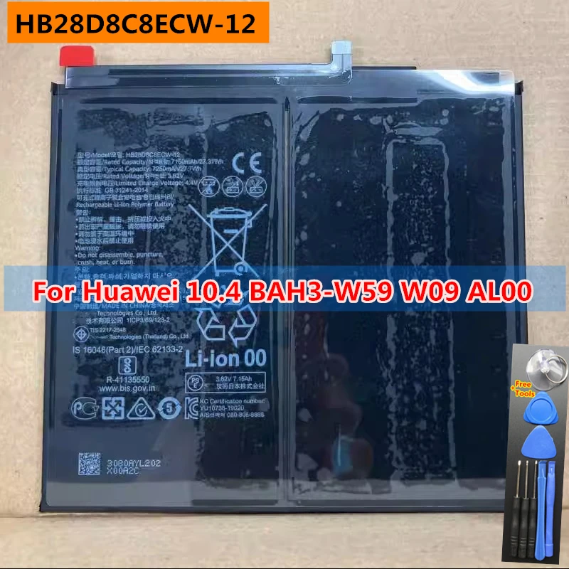 New Original 7250mAh HB28D8C8ECW-12 Battery For Huawei MatePad 10.4 BAH3-W59 BAH3-W09 BAH3-AL00