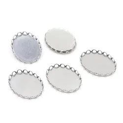 ( Never Fade ) 10pcs 18x25mm Inner Size Stainless Steel Material Simple Style Cabochon Base Cameo Setting Pendant Tray