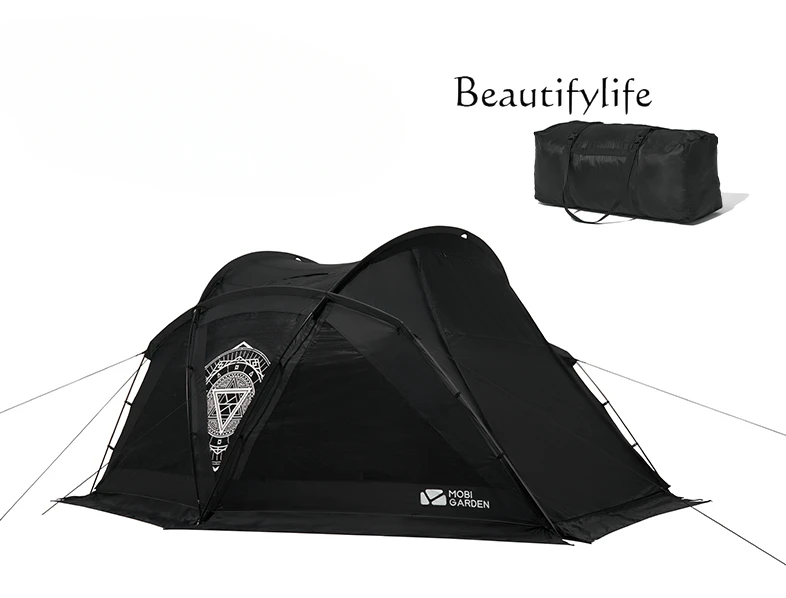 Tent Blackened Camping Outdoor Windproof Rainproof Four-Season Tent Portable Folding Large Space Camp