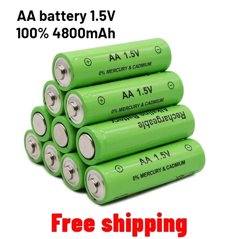 AA1.5V rechargeable battery, 4800mAh high-capacity lithium-ion battery,1.5VAA battery clock mouse computer toy 2024 FreeShipping