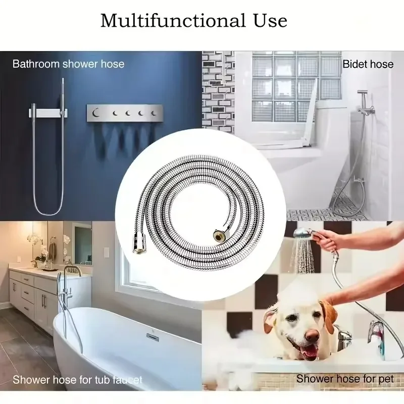 Shower Hose PVC Stainless Steel Rain Hose Shower Nozzle Water Explosion Proof Drawing Pipe Telescopic Water Pipe image 5