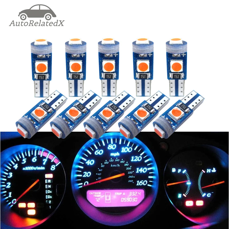 10pcs T5 Led Bulb Car Dashboard Lights For Kia Rio K2 K3 Ceed Sportage 3 Sorento Cerato Armrest Picanto Soul Optima