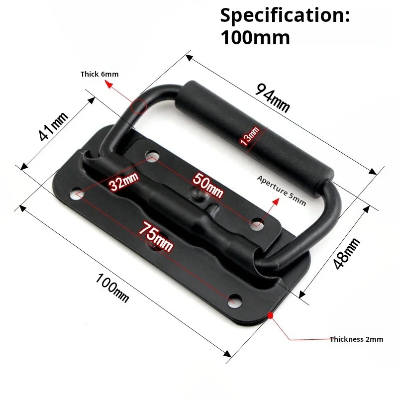 

Shell-less Folding Black Spring Handle Tool Aluminum Case Lithium Battery Box Handle Hardware Retractable Folding Industrial Pul