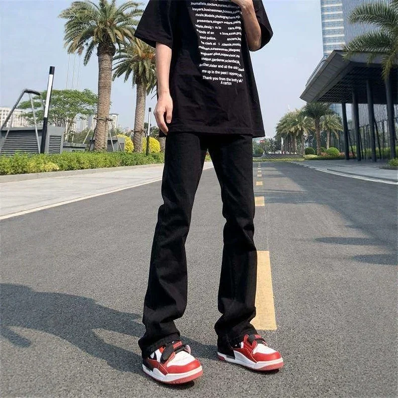 

Soft Straight Leg Jeans Men's Slim Fit Fashionable Spring Autumn High Street Loose Jeans Bootcut Pants Casual Wear Polyester ...