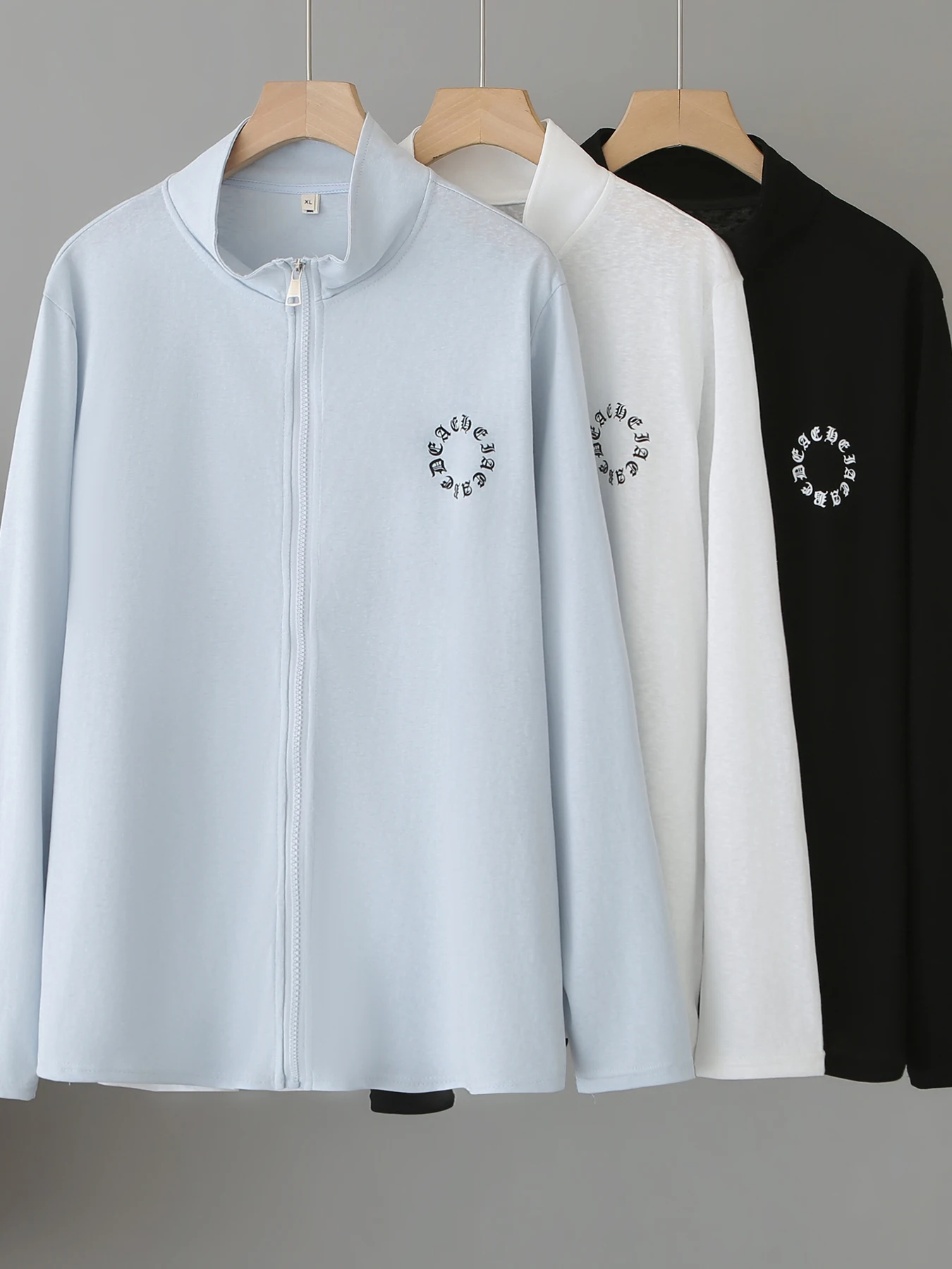 

Summer Large Size Zipper Hoodie Open Cardigan Women's Casual Long Sleeve Thin Outerwear Sun Protection Top Straight Tube Type
