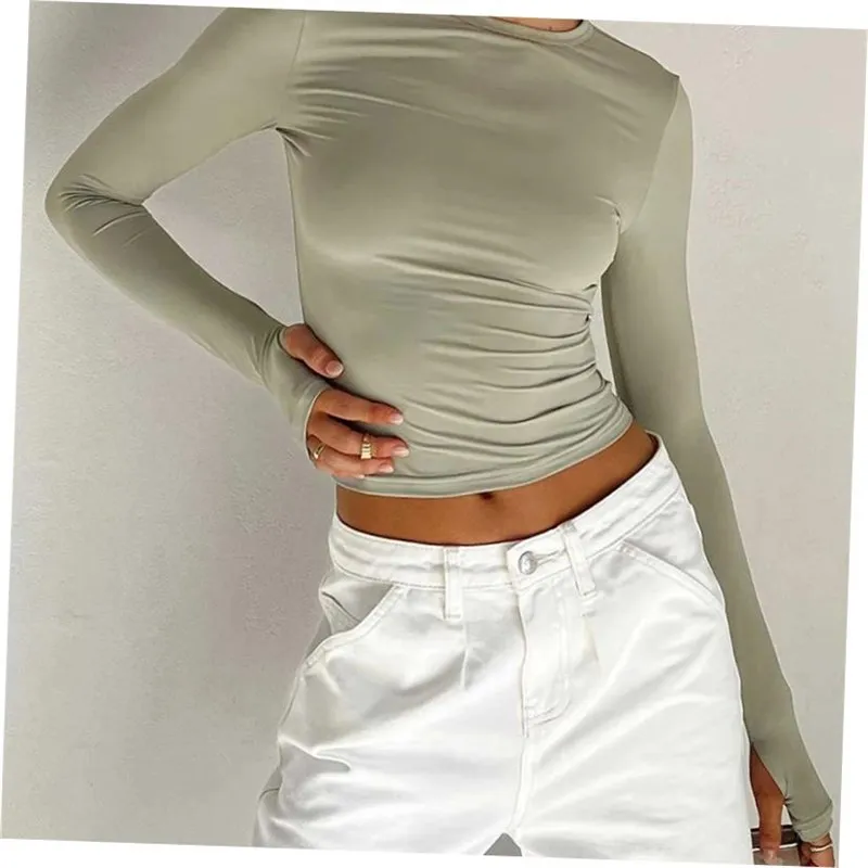 

Женская футболка Faion с длинным рукавом и круглым вырезом, облегающая, повседневная, удобная, хлопковая, для женщин