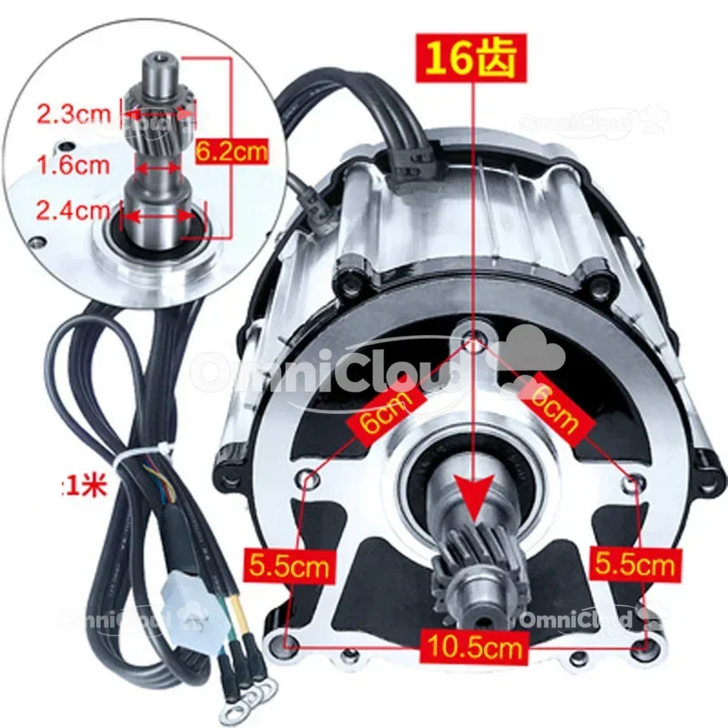 دراجة ثلاثية العجلات كهربائية 1800 وات 48 فولت، 60 فولت، 72 فولت 3200 دورة في الدقيقة، 3600 دورة في الدقيقة محرك تفاضلي عالي السرعة بدون فرش BB #1