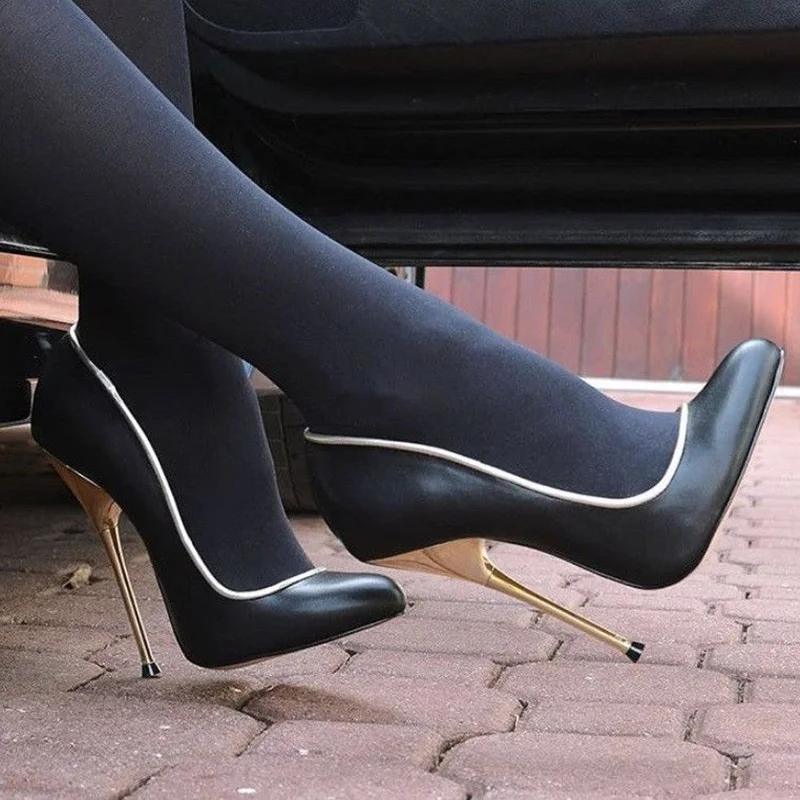 

Black Slip On Shallow Leather Pumps Matte Thin High Heel Sexy Fashion Cool Summer Casual Big Size Woman Shoes Zapatillas Mujer