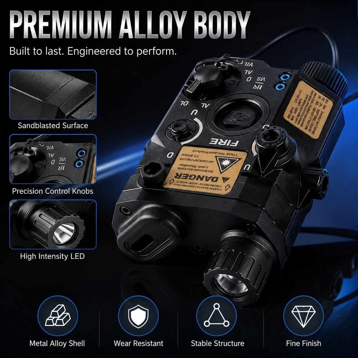 Alloy Housing Dual‑Setting Tail‑Switch Beam Illumination Unit for DIY Hobby Craft Projects