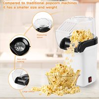 HIWS Air Popcorn Popper Maker Electric Hot Air Popcorn Machine-1200W Oil-Free US Plug